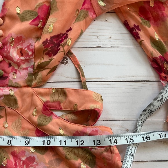 NWT Rahi Florence Print Pink/Peach Floral Cut Out Mini Dress Women's size Medium - Picture 9 of 10